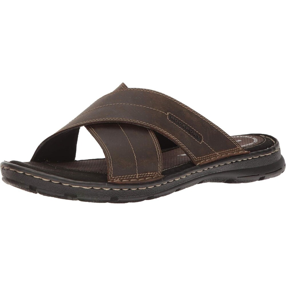 Rockport Darwyn Cross Band Slide Sandal Men's Brown Leather Size 11.5